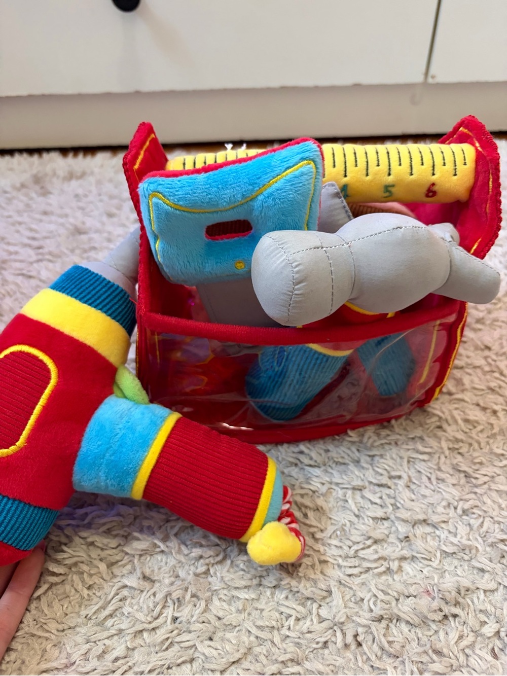 Melissa & Doug Plush Tool Tote in Red, Yellow, Blue and Gray
